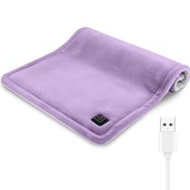 Almofada térmica Comfheat USB 30 x 41 cm, 3 níveis de aquecimento, roxa