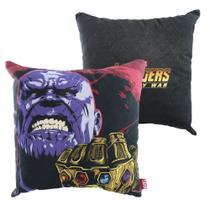 Almofada Thanos Com Manopla Vingadores Guerra Infinita Aveludada Quadrada 40x40cm Oficial Marvel