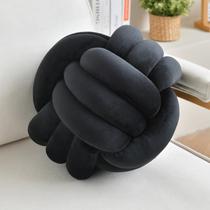 Almofada Throw Knot LUSJNGE Black Velvet Knotted Ball 20cm