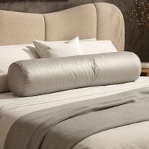 Almofada Travesseiro Bastão Tubo Rolo Dot 140cm Macia Veludo Bege - Abmaza