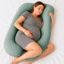 Almofada Travesseiro de Corpo Gestante Relaxante Isa Grande Macia Veludo Verde Acqua - Desk Design