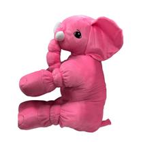 Almofada Travesseiro Elefante Bebê Dormir Pelúcia Rosa 62cm