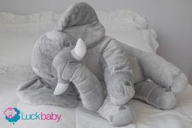 Almofada Travesseiro Elefante Bebê Pelúcia Cinza 80cm - LariBabyPelucias