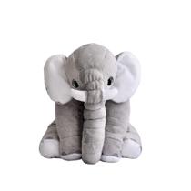 Almofada Travesseiro Elefante de Pelúcia Para Bebê 60cm Cinza/Branco - DAVI BABY ENXOVAIS