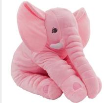 Almofada Travesseiro Elefante de Pelúcia para Bebê Dormir Rosa 45cm - BabyRu - Doce Lar Enxovais