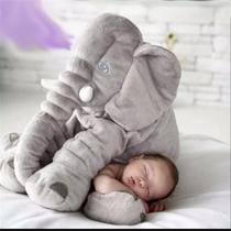 Almofada Travesseiro Elefante de Pelúcia Plush 60cm Cinza para Bebê - Mel Kids