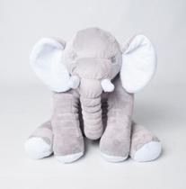 Almofada/Travesseiro Elefante De Pelúcia Soft 45cm Para Bebê Cinza Com Azul - Império do Bebê