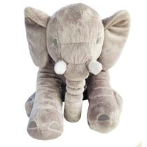 Almofada/Travesseiro Elefante De Pelúcia Soft 45cm Para Bebê Cinza Com Branco - Império do Bebê