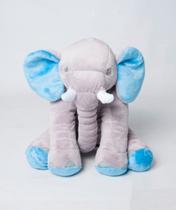 Almofada/Travesseiro Elefante De Pelúcia Soft 45cm Para Bebê Cinza Com Rosa - Império do Bebê