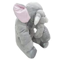 Almofada Travesseiro Elefante News Dormir Para Bebê Menina Pelúcia Rosa com Cinza 64cm. - Happy Baby