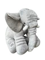 Almofada Travesseiro Elefante Pelúcia Dormir Cinza 67cm Decoração Soninho Mamãe Bebê - Bicho Pelúcia