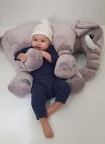 Almofada Travesseiro Elefante Pelúcia Para Bebê Cinza 70 Cm