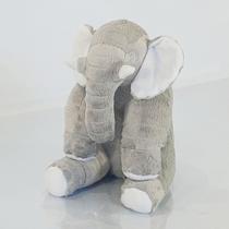 Almofada Travesseiro Elefante Pelúcia Soninho Bebê Cinza com Branco 45cm - Sônia Enxovais