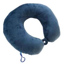 Almofada Travesseiro Pescoço Viagem Com Botão Nap Std Azul
