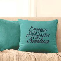 Almofada Turquesa Salmo 55-22 40x40cm - Serigrafada Frente e Verso Almofada Turquesa Salmo 55-22 40x40cm - Serigrafada Frente e Verso