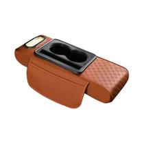 Almofada Universal Para Apoio De Braço De Carro Com Porta-Copos, Porta-Lenços, Couro PU, Caixa De