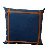 Almofada Veludo Beatriz Azul Marinho Detalhe Marrom 50 x 50 cm - CortBras