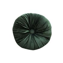 Almofada Veludo Decorativa Redonda com Botão 45cm Verde Musgo