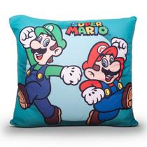 Almofada Veludo Mario e Luigi Verde - Super Mário