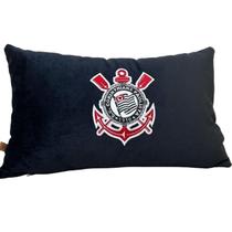 Almofada Veludo Rineira Bordada Corinthians 50x30cm. Com Enchimento Almofada Veludo Rineira Bordada Corinthians 50x30cm. Com Enchimento