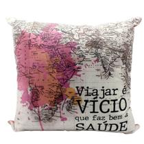 Almofada Veludo Viajar é Vício - 40x40cm - ZONACRIATIVA