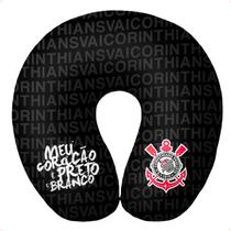 Almofada Viagem SC Corinthians Meu Coração é Preto E Branco Presente Oficial