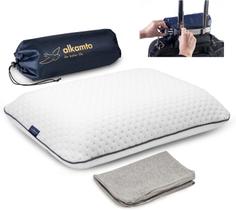 Almofada viscoelástica para viagens e acampamento com capa de algodão Almofada viscoelástica para viagens e acampamento com capa de algodão