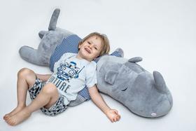 Almofada Xuxão Rinoceronte Azul Pelúcia Infantil Antiálergico Travesseiro Fofo - Baby Adoletá