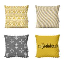 Almofadas Amarelas Geométricas Gratidão 40X40