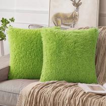 Almofadas ANRODUO Grinch Green Faux Fur 45 x 45 cm (pacote com 2)