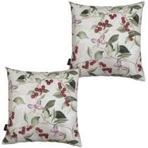 Almofadas Cheias Havana Impermeável Estampa Digital 100% Algodão Borboleta Cereja Vermelha Kit 2 43cmx43cm