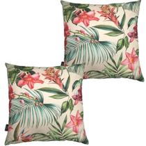 Almofadas Cheias Havana Impermeável Estampa Digital 100% Algodão Flores Fundo Salmão Kit 2 43cmx43cm Almofadas Cheias Havana Impermeável Estampa Digital 100% Algodão Flores Fundo Salmão Kit 2 43cmx43cm