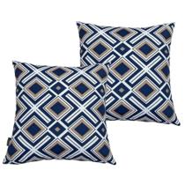 Almofadas Cheias para Sofá Impermeável Geométrica Azul Kit 2 45cmx45cm