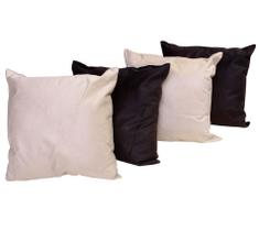 Almofadas Com Enchimento Decorativas Para Sala 4 Unidades 45cm Suede Preto Bege - BF Colchões