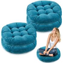 Almofadas de chão Jerify, 4 peças de veludo cotelê aquamarine de 55 x 55 cm Almofadas de chão Jerify, 4 peças de veludo cotelê aquamarine de 55 x 55 cm