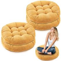 Almofadas de chão Jerify Round Square 55x55cm amarelas 4 unidades Almofadas de chão Jerify Round Square 55x55cm amarelas 4 unidades