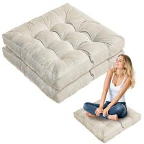 Almofadas de chão Jerify Round Square 55x55cm bege 2 peças Almofadas de chão Jerify Round Square 55x55cm bege 2 peças