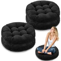 Almofadas de chão redondas Jerify, 55 x 10 cm, pretas, 4 peças Almofadas de chão redondas Jerify, 55 x 10 cm, pretas, 4 peças