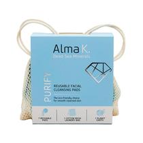 Almofadas de limpeza facial reutilizáveis Alma K laváveis 8 peças com bolsa Almofadas de limpeza facial reutilizáveis Alma K laváveis 8 peças com bolsa
