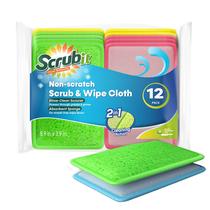 Almofadas de limpeza SCRUBIT Scrub and Wipe em frente e verso pacote com 12