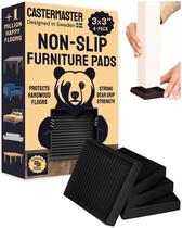 Almofadas de móveis CasterMaster 3 x 3" pretas de borracha, pacote com 4