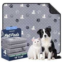 Almofadas de xixi laváveis WanPeeGoo para cães, pacote com 4 unidades, cinza absorvente Almofadas de xixi laváveis WanPeeGoo para cães, pacote com 4 unidades, cinza absorvente