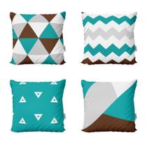 Almofadas Decorativas Azul Turquesa E Marrom Para Sala 40X40