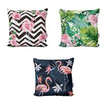 Almofadas Decorativas Flamingos Floral Para Sala 40X40 Almofadas Decorativas Flamingos Floral Para Sala 40X40
