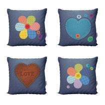 Almofadas Decorativas Floral Jeans Cheias Para Sala 40X40 Almofadas Decorativas Floral Jeans Cheias Para Sala 40X40