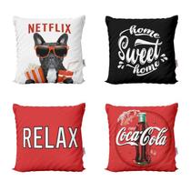 Almofadas Decorativas Netflix Pipoca Relax Coca-Cola Para Sofá 40x40 - Novadecora
