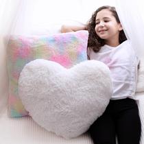Almofadas decorativas perfeitas para meninas White Heart & Rainbow Almofadas decorativas perfeitas para meninas White Heart & Rainbow