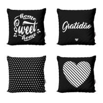 Almofadas Decorativas Preto Gratidão Para Sala 40X40
