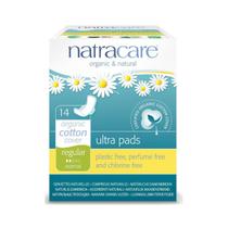 Almofadas femininas Natracare, algodão natural, ultra regular, 14 unidades