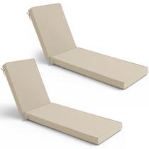 Almofadas para espreguiçadeira Summsun impermeáveis, creme, 203 x 66 x 8 cm